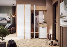 Прихожая Санса (Комплект 1) - Дуб Сонома/Белый (Стендмебель) (1,5м)