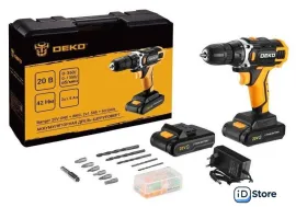 Дрель-шуруповерт Deko Banger 20V ONE Set 63 083-1043 (с 2-мя АКБ, кейс)