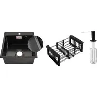 Кухонная мойка Schtoff Best Decor Black 4550 коландер KR-1 BLACK дозатор SD-1 BLACK, комплект