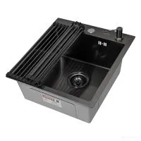 Кухонная мойка ARFEKA ECO AR 450500 роллер-мат, дозатор BLACK RM ARDS AR