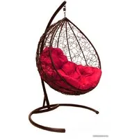 Подвесное кресло M-Group Капля 11020206 (коричневый ротанг/красная подушка)