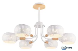 Люстра средней высоты Ambrella light Traditional TR80166/6 WH/LWD (белый/светлое дерево)
