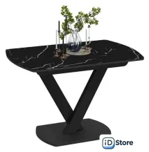 Кухонный стол Трия Салерно Тип 1 (черный муар/стекло черный мрамор)