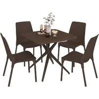 Обеденная группа Sheffilton SHT-DS206 (коричневый/коричневый муар)