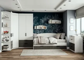 Набор мебели в детскую Лавис - Комплект 2 - Белый/Белый Софт/Графит Софт