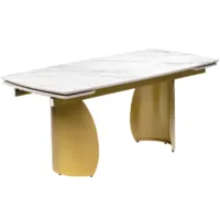 Обеденный стол Woodville Готланд 180-240х90х79 / 588029 (вяз скандинавский/золото)