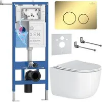 Унитаз подвесной Roxen Vortex Tornado в комплекте с инсталляцией StounFix Dual Fresh 6 в 1 868574 (кнопка сатин матовая)