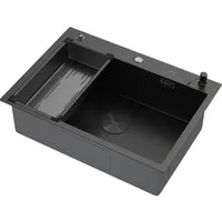 Кухонная мойка ARFEKA ECO AR мойка 700500 POP-UP, коландер G, дозатор BLACK DECOR