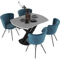 Обеденная группа Sheffilton SHT-DS293 (серый светлый/черный/тихий океан/черный муар)