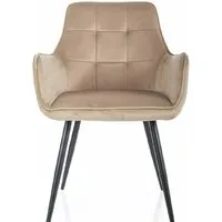 Стул с подлокотниками Signal Lemon Velvet 28 (бежевый/черный)