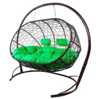 Диван подвесной M-Group Лежебока / 11180204 (с коричневым ротангом/зеленая подушка)