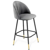 Стул барный Sheffilton SHT-ST35-1/S148 (угольно-серый/черный муар/золото микровелюр/металл)