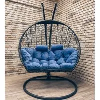 Подвесное кресло Craftmebel Кокон Дабл (графит/голубой вельвет)