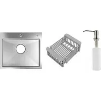 Кухонная мойка Schtoff Best Decor Silver 5050 коландер KR-1 Grey дозатор SD-1 SILVER