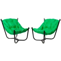 Комплект кресел садовых M-Group Чил / 29360404 (2шт, черный/зеленая подушка)