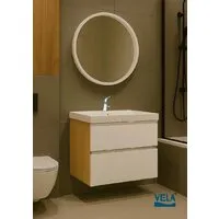 Мебель для ванных комнат Vela Тумба под умывальник Vela Мира Лайт 60П под Classica (дуб небраска/белый мат) TU61275