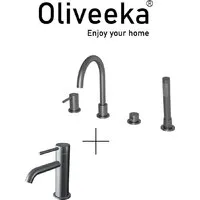 Комплект смесителей Oliveeka OL-66901788139017-BGM (матовый оружейный металл)