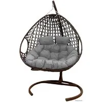 Подвесное кресло M-Group Для двоих Люкс 11510209 (коричневый ротанг/серая подушка)