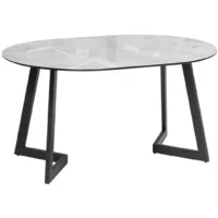 Обеденный стол Woodville Алингсос 100-140х100х76 / 532387 (белый мрамор/черный)