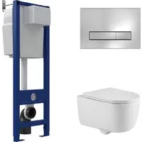 Унитаз подвесной Berges Wasserhaus Tornas Rimless Atom 410 АТ-043330 (с кнопкой Atom Line хром глянец)