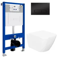 Унитаз подвесной с инсталляцией Lauter Nuremberg 21811 21901002 (белый, с кнопкой смыва 219704HD черный)