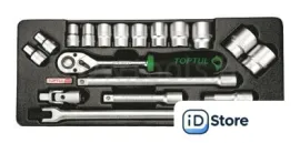 Набор трещотка с головками Toptul GCAT1801 18 предметов