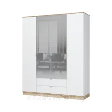 Шкаф Юкки 4-хстворчатый с зеркалом ШК 2Я Белый шагрень/Дуб делано (1,8м)