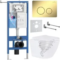 Унитаз подвесной Roxen Antares Tornado в комплекте с инсталляцией StounFix Dual Fresh 6 в 1 868582 (кнопка сатин матовая)