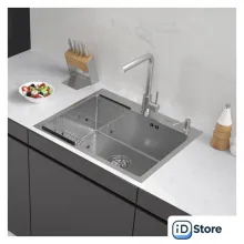 Кухонная мойка ARFEKA ECO AR мойка 600500, коландер F, дозатор SATIN DECOR MILLET