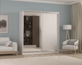 Шкаф-купе Кортекс-мебель Сенатор ШК12 Классика ДСП с зеркалом (белый)