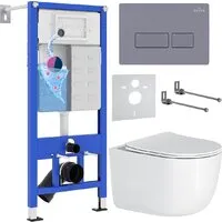 Унитаз подвесной Roxen Vortex в комплекте с инсталляцией StounFix Dual Fresh 6 в 1 966868 (кнопка серый гранит)