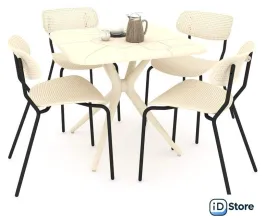 Обеденная группа Sheffilton SHT-DS128 (бежевый/черный муар)