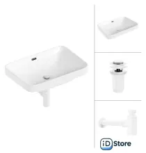 Умывальник Lauter 21441B клапан 21190W сифон 21635W (белый матовый)