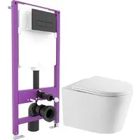 Унитаз подвесной Saniteco Tornado KW-9005WT Triton Pro EVO815N (с кнопкой черный, матовый)