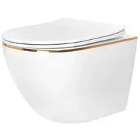 Унитаз подвесной Rea Carlo Mini Tornado White Gold Edge C4800