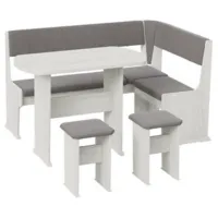 Обеденная группа Трия Рио (дуб крафт белый/микровелюр Duna Steel)