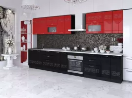Кухня Адель красно черная, МДФ, Артеммебель