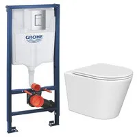 Унитаз подвесной с инсталляцией Lauter Longer 2110822 GROHE Rapid SL 38772001 с кнопкой (прямоугольная, хром)