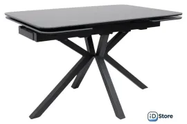 Кухонный стол Аврора Рейн New 1400-2040x900 (камень черный Greys Black/черный матовый)