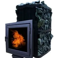 Банная печь ComfortProm Чугун 20м3 закрытая каменка, панорама