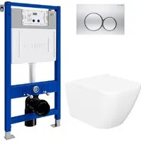 Унитаз подвесной Lauter Nuremberg 21811 21901001 (белый, с кнопкой смыва 219703E сатин)