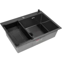 Кухонная мойка ARFEKA ECO AR мойка 700500, коландер G, дозатор BLACK