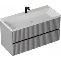 Мебель для ванных комнат Vela Тумба под умывальник Vela Волна 100П под Classica (серый мат) черный гола TU2277