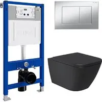 Унитаз подвесной Lauter Nuremberg 21811B 21901001 (черный, с кнопкой 219703J сатин)