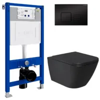 Унитаз подвесной с инсталляцией Lauter Nuremberg 21811B 21901002 (черный, с кнопкой 219704F черный)