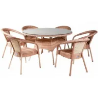 Обеденная группа AIKO DECO 6 с круглым столом D130 7035П светлый