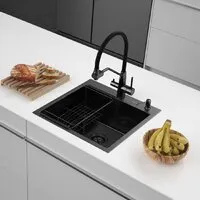 Кухонная мойка ARFEKA ECO AR мойка 500500, коландер F, дозатор BLACK