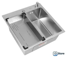 Кухонная мойка ARFEKA Eco AR мойка 500500, коландер G, дозатор Satin