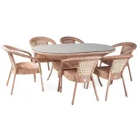 Обеденная группа AIKO CAMELLIA с овальным столом 7035П Капучино