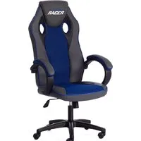 Игровое (геймерское) кресло TetChair Racer (иск.кожа/ткань, металлик/синий)